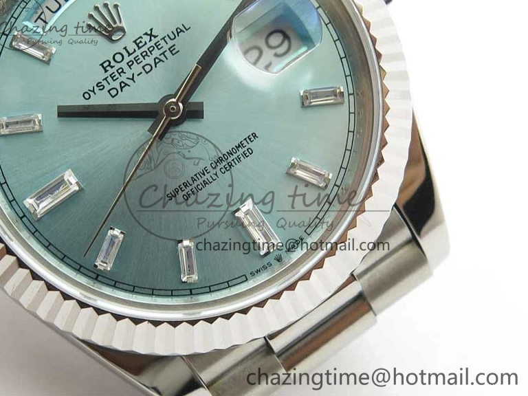 40mm Dial 904 President Ice on Markers T 228239 Blue Crystal SS A2836 Bracelet Dial New SS Version BP Day-Date 0330